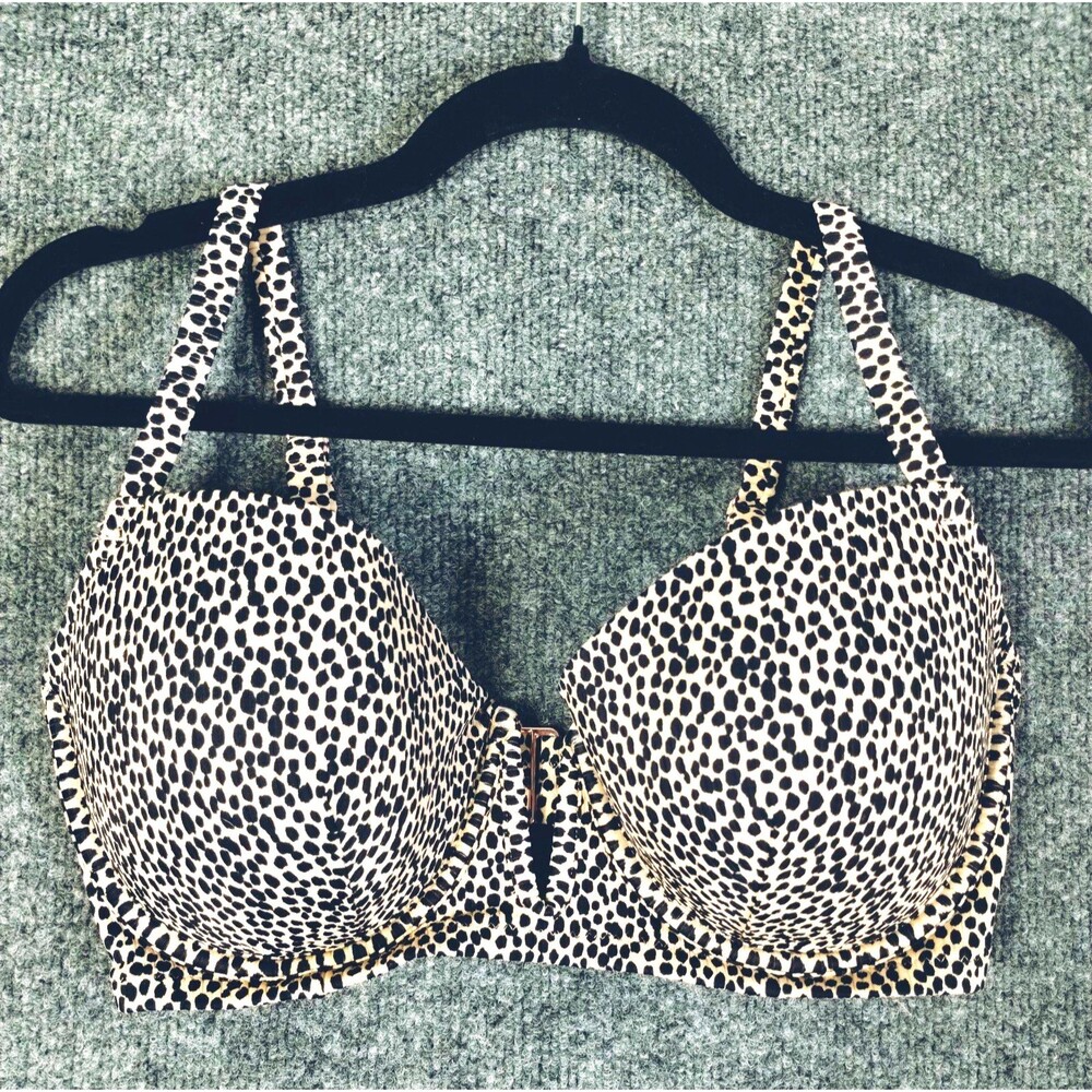 Shade & Shore Bra 36DD Underwire Lightly Padded V Wire  Plunge Black Cheetah